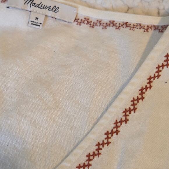 Madewell Embroidered Sleeve Popover Midi Dress, Bohemian Peasant Flour Sack sz M - Picture 7 of 11